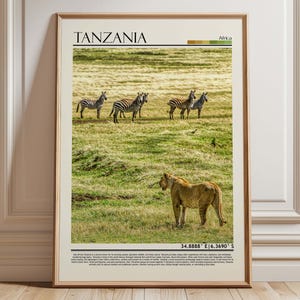 Tanzania Safari Wildlife Art Print | African Landscape Poster | Nature Lover Home Decor