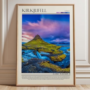 Kirkjufell Iceland Wall Art Print | Iceland Travel Print Poster| Iceland Gift Art| Europe Wall Hanging Home Decor