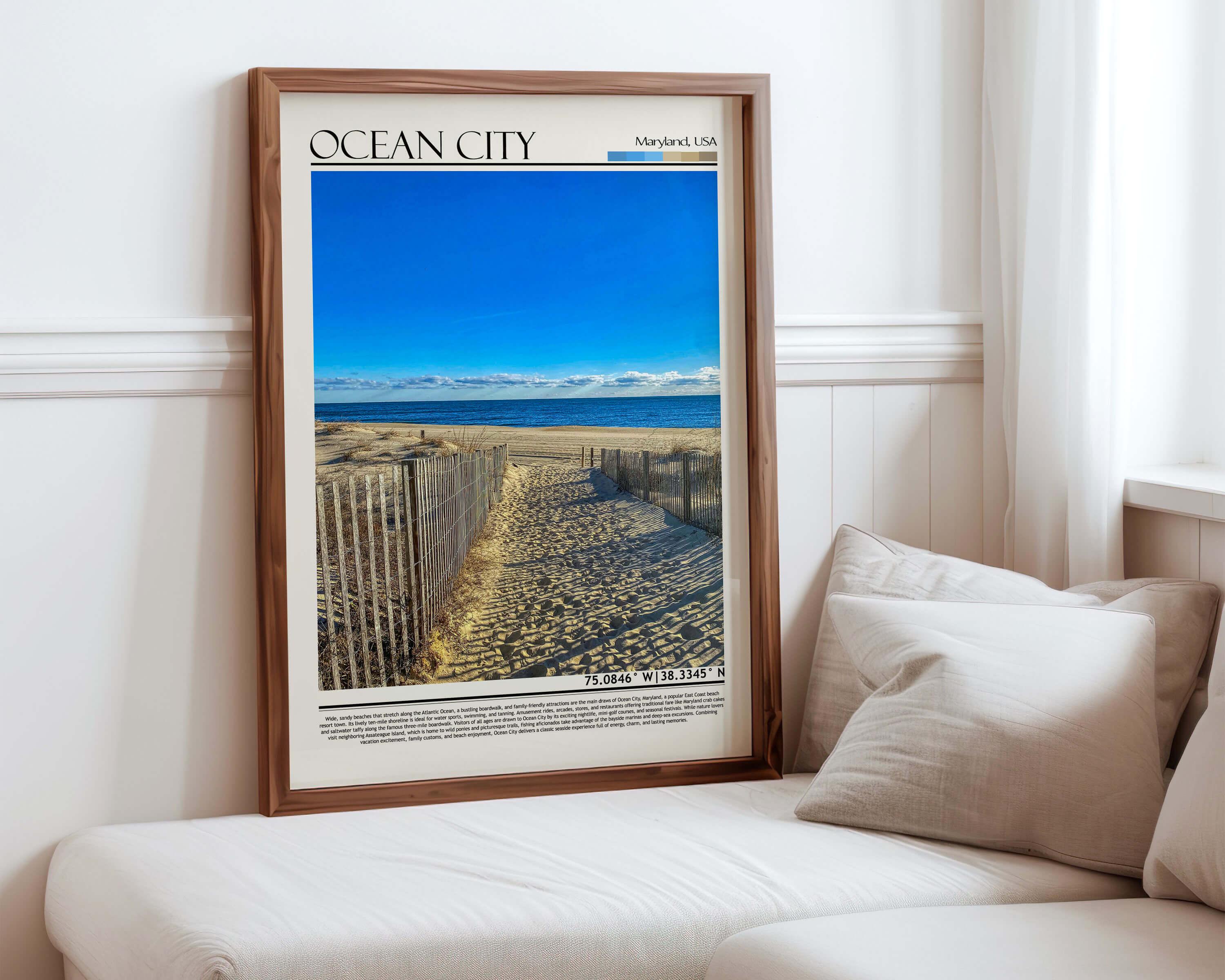 Ocean City Maryland Beach Art | Ocean City Poster | USA Coastal