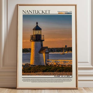 Nantucket Massachusetts Wall Art Print | Massachusetts  Travel Print Poster| Nantucket Gift Art| USA Wall Hanging Home Decor