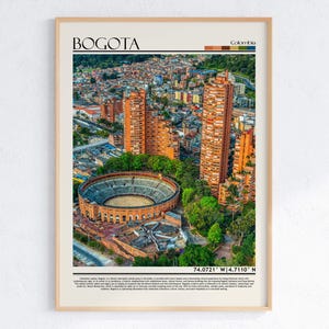 Arte del paisaje urbano de Bogotá Colombia / Impresión de Bogotá / Cartel de Torres del Parque / Viajes a América del Sur