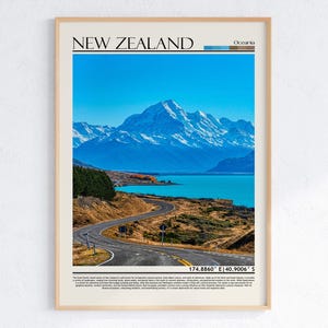 Neuseeland Mount Koch Wandkunst | Aoraki Landschaftsdruck | Ozeanien Reise Poster | Lake Pukaki Blick | Naturfotografie| NZ Souvenir Geschenk