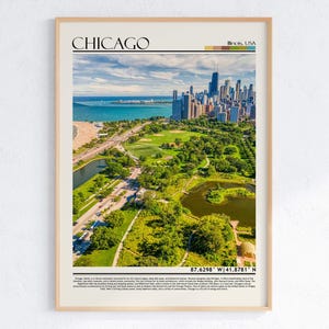 Impresión de Chicago, póster de Chicago, póster de viaje de Chicago, impresión de póster de Chicago, arte mural de Chicago, Illinois/EE. UU.