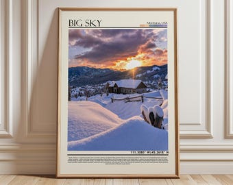 Big Sky Poster Print | Montana Ski Resort Wall Art | USA Wall Hanging Home Decor
