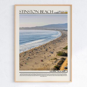 Impresión de arte mural de Stinson Beach, California, fotografía de playa costera, póster de viaje a EE. UU., decoración del hogar con paisaje oceánico