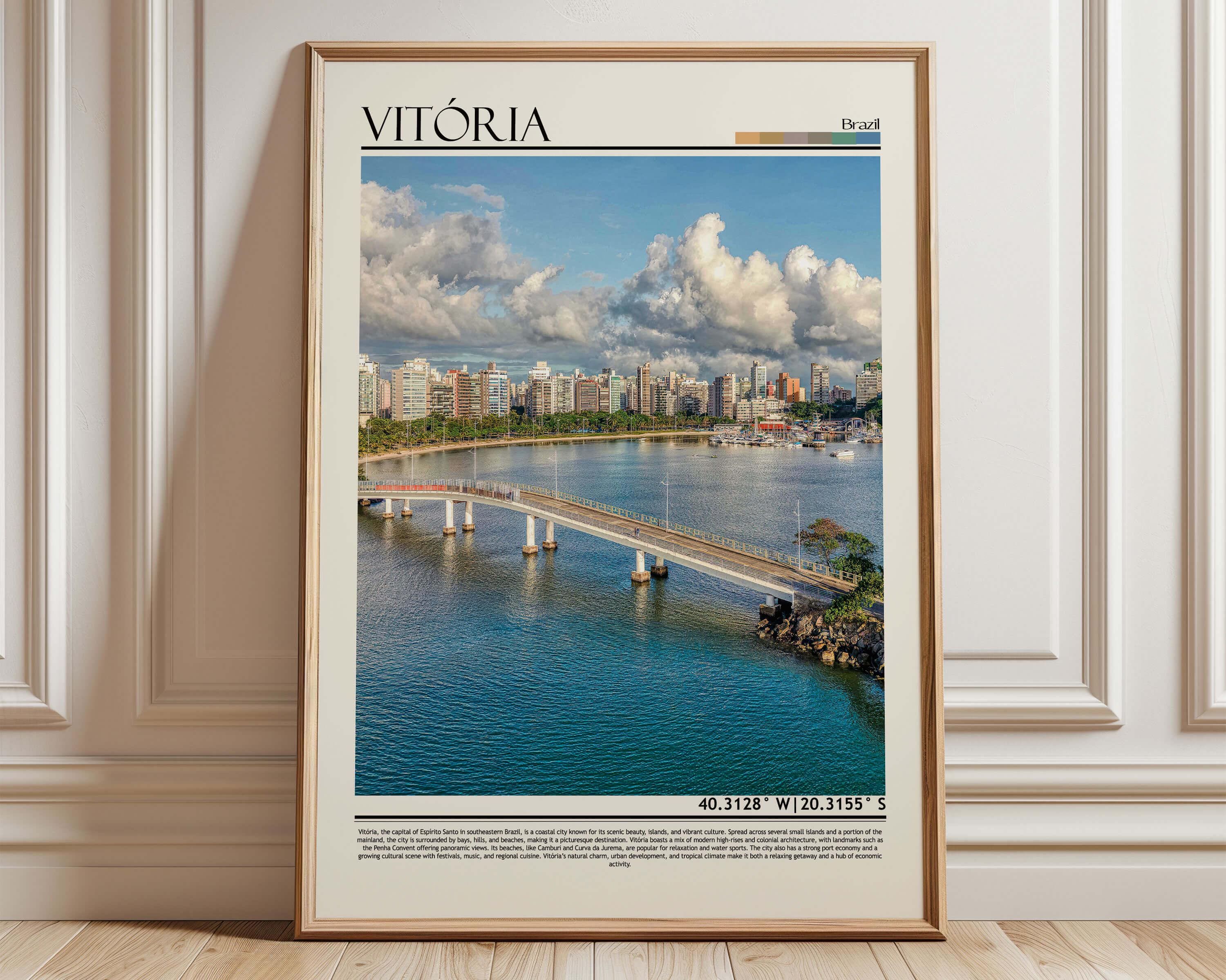 Vitoria Brazil Wall Art Poster |vitoria Brazil Travel Print Art