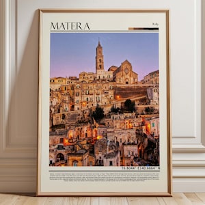 Matera Italy  Wall Art Poster| Matera Travel Print | Italy  Gift Artwork| Europe Wall Hanging Home Decor