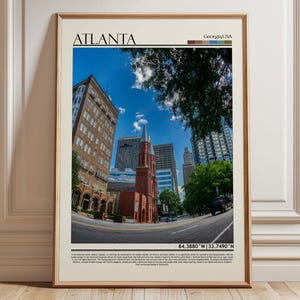 Atlanta Travel Poster | Georgia Wall Art Cityscape Print| Georgia Gift Souvenir | USA Landmark Art| Southern USA Travel Print