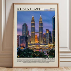 Kuala Lumpur Cityscape Wall Art| Petronas Twin Towers Art Print| Malaysia Urban Landscape Print