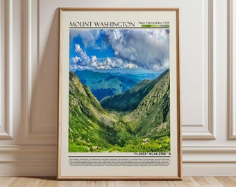 Mount Washington Wall Art Poster | New Hampshire Art Print| USA Wall Hanging Home Decor