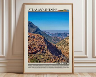 Atlasgebergte Marokko Print: Afrika Reisposter, Woondecoratie