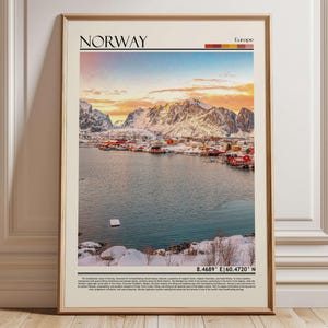 Norway Lofoten Islands Winter Art | Norway  Mountains Poster | Nordic Travel Print | Norway Home Decor
