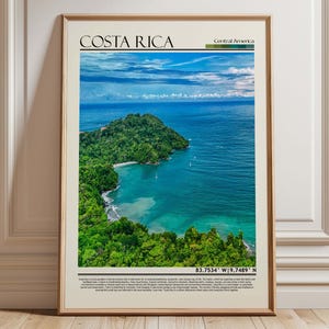 Costa Rica Wall Art | Costa Rica Tropical Coastline Poster | Central America Nature Print | Costa Rica Home Decor | Central America