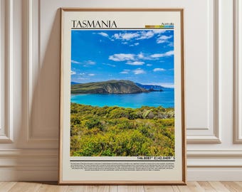 Muurdecoratie met afbeeldingen van de Tasmaanse kust, strandprint van Bay of Fires, Australische landschapsfotografie, decoratie voor reizen aan zee