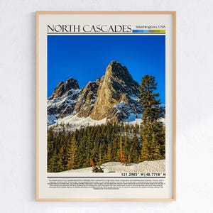 North Cascades USA Bergspitzen Kunst | Washington Pristine Wilderness Landschaft Poster | Washington State Reise Druck | Natur Dekor