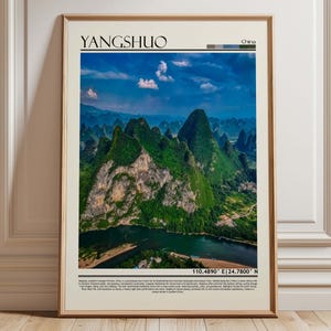 Yangshuo China Wall Art Poster |Yangshuo Travel Print Art| China Gift Artwork| Asia Wall Hanging Home Decor