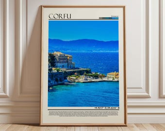 Corfu Greece Wall Art Poster| Corfu Travel Print | Greece Gift Artwork| Europe Wall Hanging Home Decor