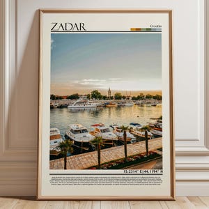 Zadar Croatia Marina Print , Coastal City Wall Art , Adriatic Sea Travel Poster , Modern Europe Decor