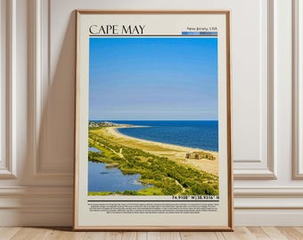 Cape May New Jersey Beach Wall Art, Coastal Landscape Print, Cape May Travel Poster, USA