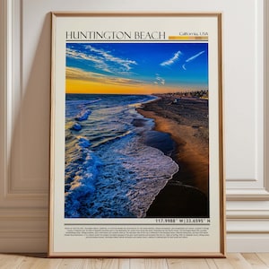 Huntington Beach California Wall Art| Pacific Ocean Pier Coastal Print| Southern California Beach, USA