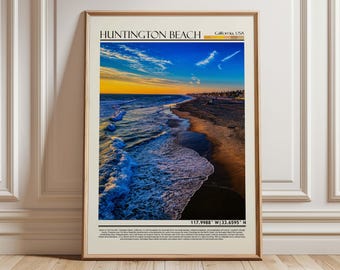 Huntington Beach California Wall Art| Pacific Ocean Pier Coastal Print| Southern California Beach, USA
