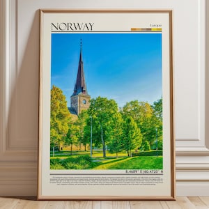 Norway Ilen Church Art | Norway Historic European Poster | Norway Travel Print | Nordic Cultural Landmark Artwork