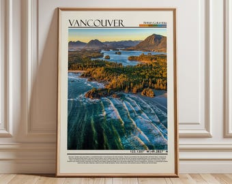 Lámina de viaje por la costa de Vancouver / Arte paisajístico de la Columbia Británica / Decoración del hogar en Canadá