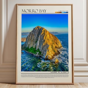 Morro Bay California Wall Art Print | Morro Bay Travel Print Poster| California Gift Art| USA Wall Hanging Home Decor