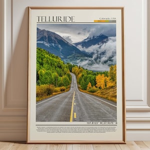 Telluride Colorado  Wall Art Poster |Telluride Travel Print Art| Colorado Artwork| USA Wall Hanging Home Decor