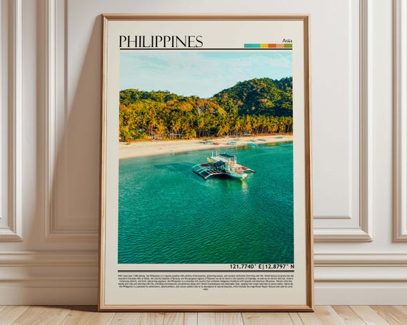 Philippines Travel Poster| Philippines Tropical Beach Artwork| Philippines Travel| Palawan Island Art Print