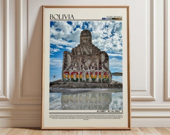 Bolivia Salt Flat Rock Art Print | Bolivia Artwork | South America Travel Poster