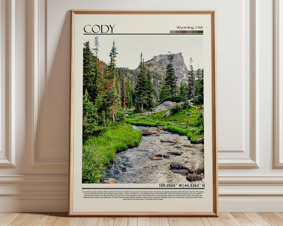 Cody Poster | Wyoming Wall Art Print | USA Wall Hanging Home Decor - Etsy