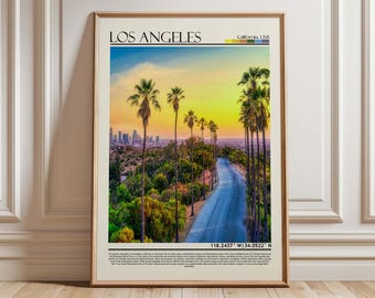Lámina de puesta de sol en Los Ángeles / Regalo de viaje a California / Decoración para el hogar en EE. UU.