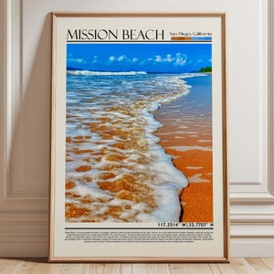Mission Beach San Diego Wall Art Poster |San Diego California Travel Print Art| California Gift Artwork| USA Wall Hanging Home Decor
