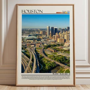 Houston Texas Cityscape Wall Art, Houston Travel Poster, Houston Poster Print, Texas Modern Urban Landscape Print, USA