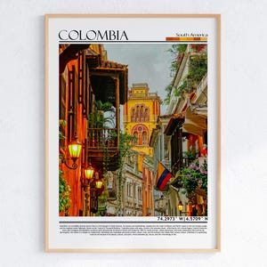 Colombia Poster, Cartagena Travel Print, Caribbean Art Deco Poster, Colombian Wall Art, Colombia Print