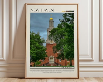 New Haven Connecticut Poster | Yale University Wall Art | USA Wall Hanging Home Decor
