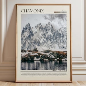 Chamonix France Wall  Art | Chamonix Poster |Chamonix Snowy Peak Landscape Print |European Travel