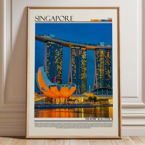 Singapore Marina Bay Sands Wall Art, Singapore Travel Print, Modern Cityscape Poster Print, Singapore Poster Print