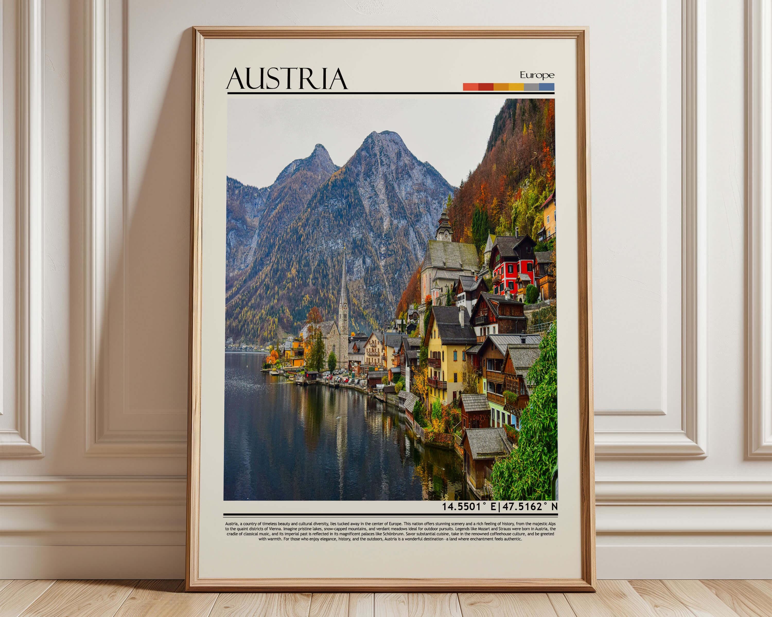 Hallstatt Austria Travel Print, Alpine Village Lake Wall Art