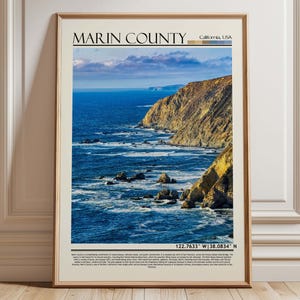 Marin County California Coast Art | Marin County Poster | USA Nature Travel Print | California Seascape Decor