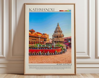 Kathmandu Nepal Durbar Square Travel Poster | Historic Asian  Art Print | Nepal  Wall Decor | Nepal Travel Gift
