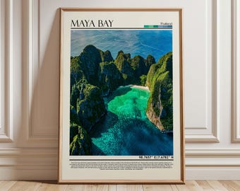 Maya Bay Thailand  Wall Art Poster| Maya Bay Travel Print Art| Thailand  Gift Artwork| Asia Wall Hanging Home Decor