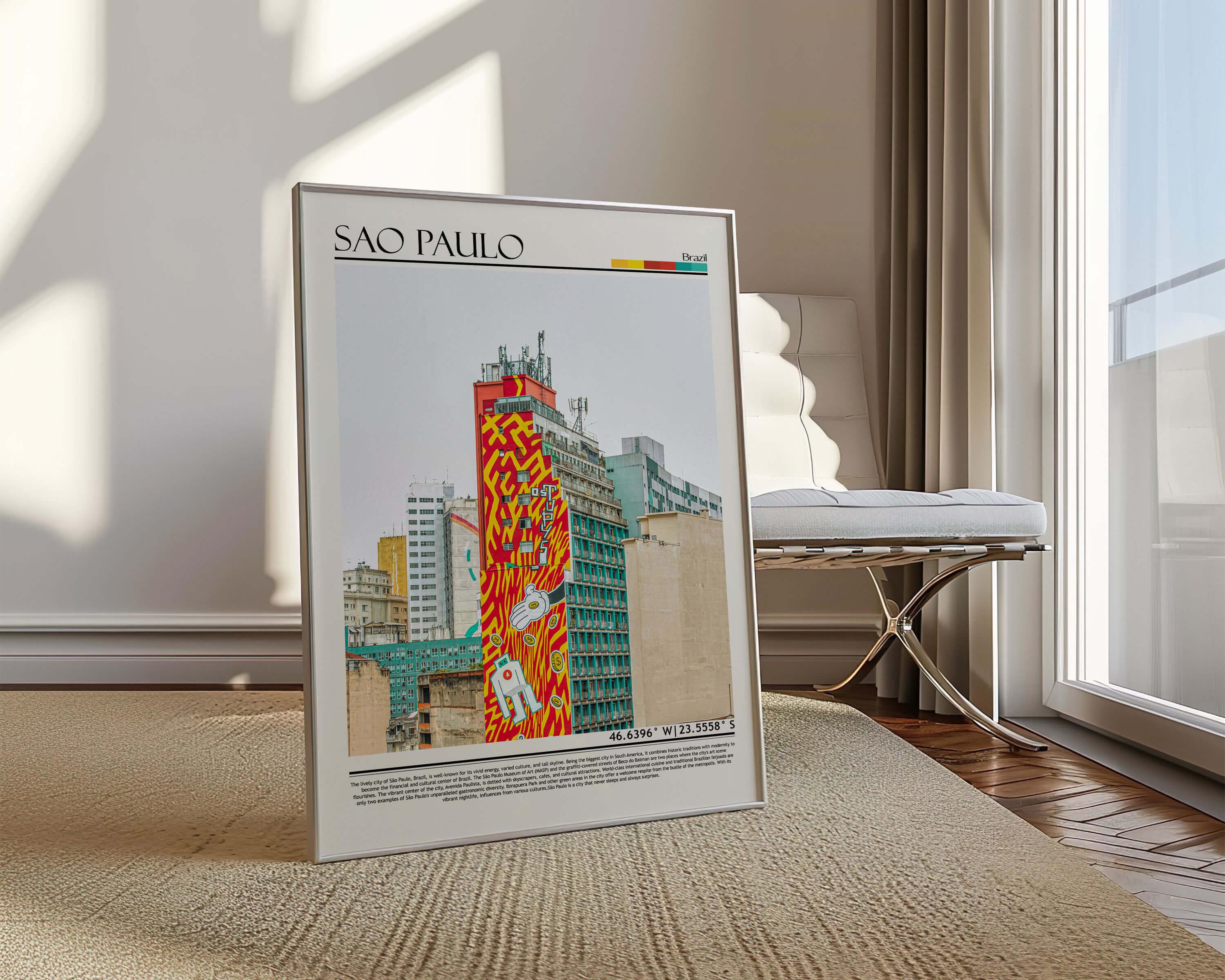 Sao Paulo Wall Art, Sao Paulo Poster, Sao Paulo Travel Poster, Sao 