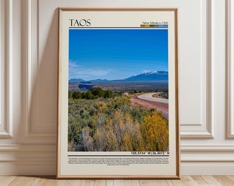 Pôster de Taos | Arte de parede do deserto do Novo México | Decoração de parede para casa nos EUA