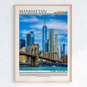 Impresión de arte mural de Manhattan, fotografía de Manhattan, obra de arte de Manhattan, regalo de viaje de Manhattan, impresión de Manhattan, Nueva York, EE. UU.