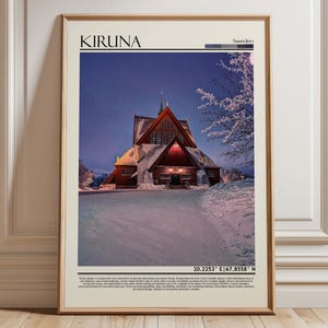 Kiruna Sweden Wall Art Poster| Kiruna Travel Print | Sweden Gift Artwork| Europe Wall Hanging Home Decor
