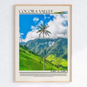 Stampa della Valle del Cocora, Arte murale della Valle del Cocora, Poster turistico della Valle del Cocora, Arte della Valle del Cocora, Poster della Valle del Cocora, Regalo di viaggio in Colombia