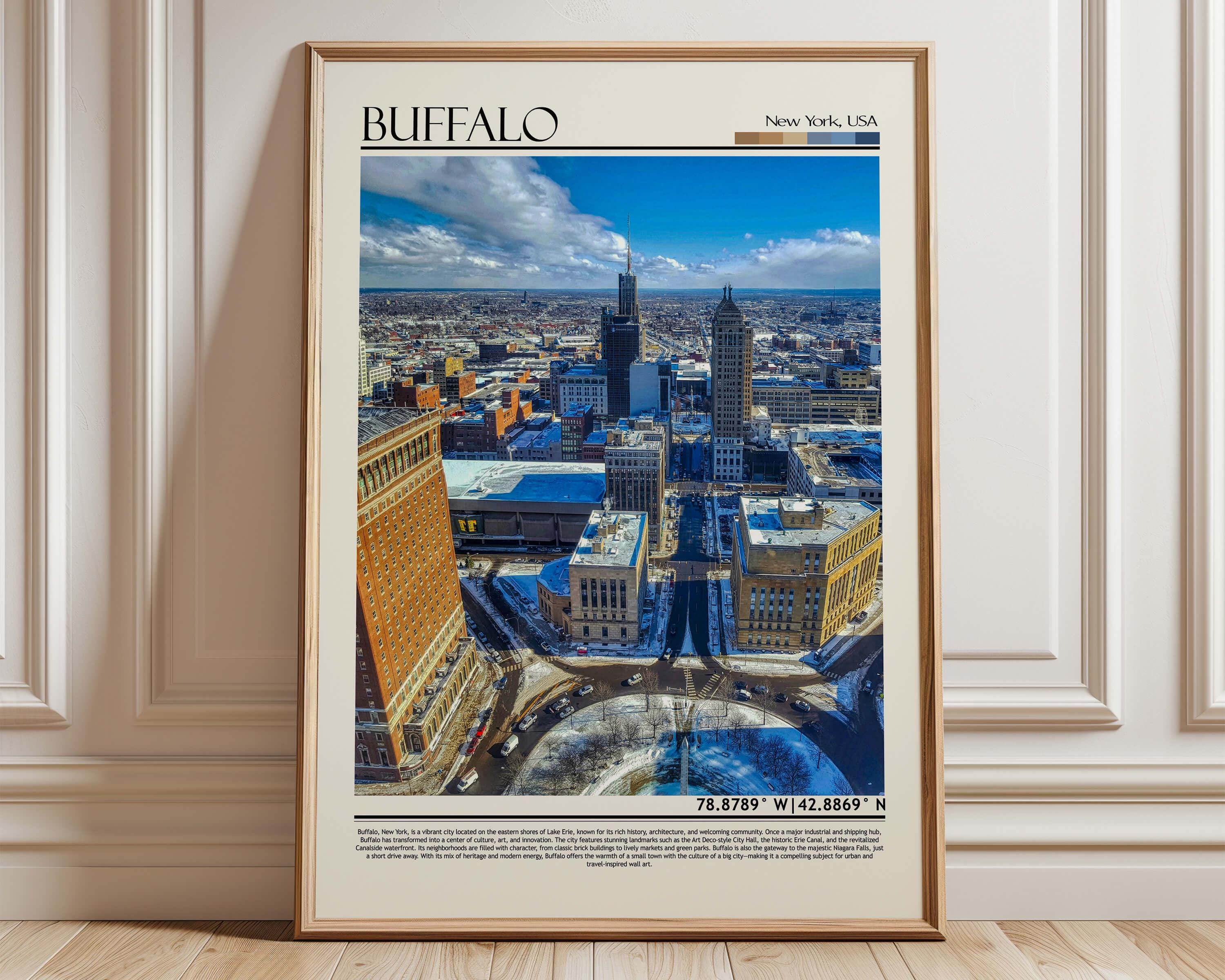 Buffalo New York Skyline Poster | NY State Gift | USA Home Decor