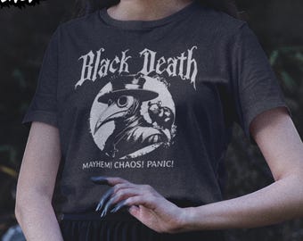 Black Death Plague Doctor T-Shirt, Goth Dark Academia Tee